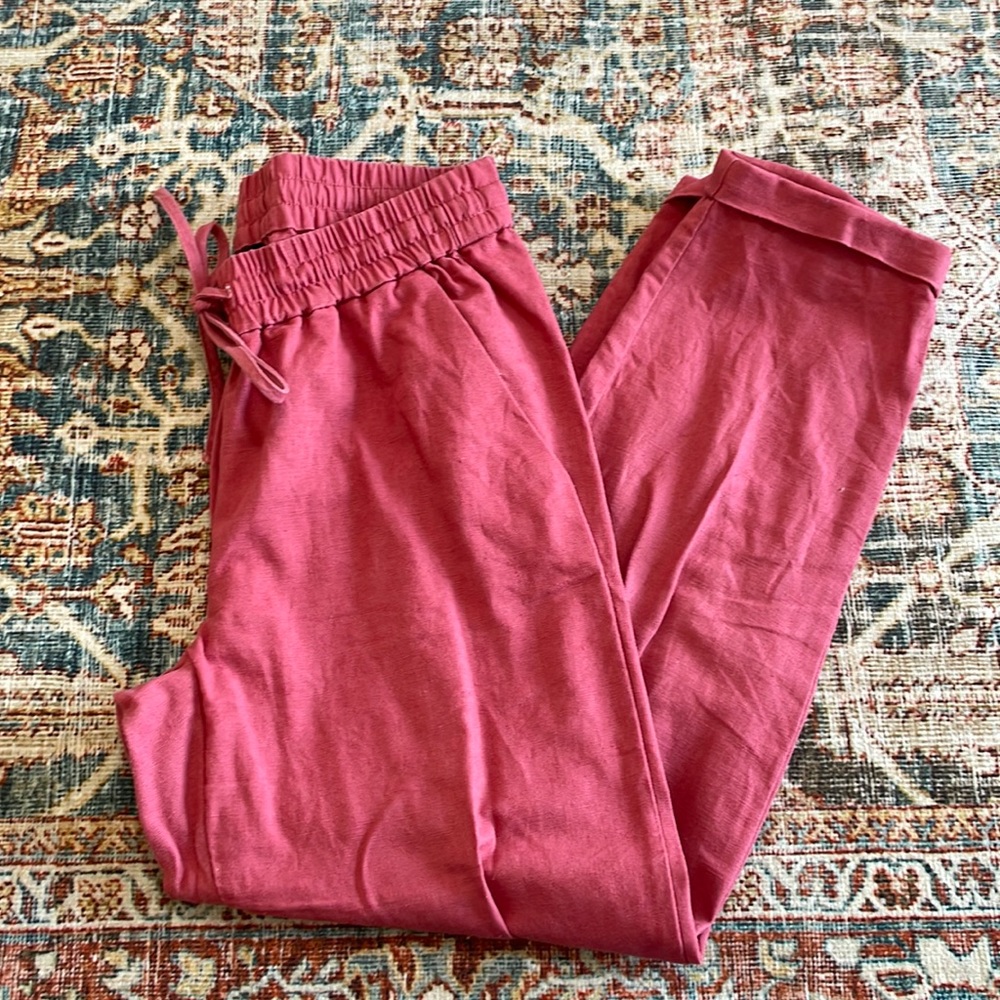 JCrew linen coral cropped pants - size 2